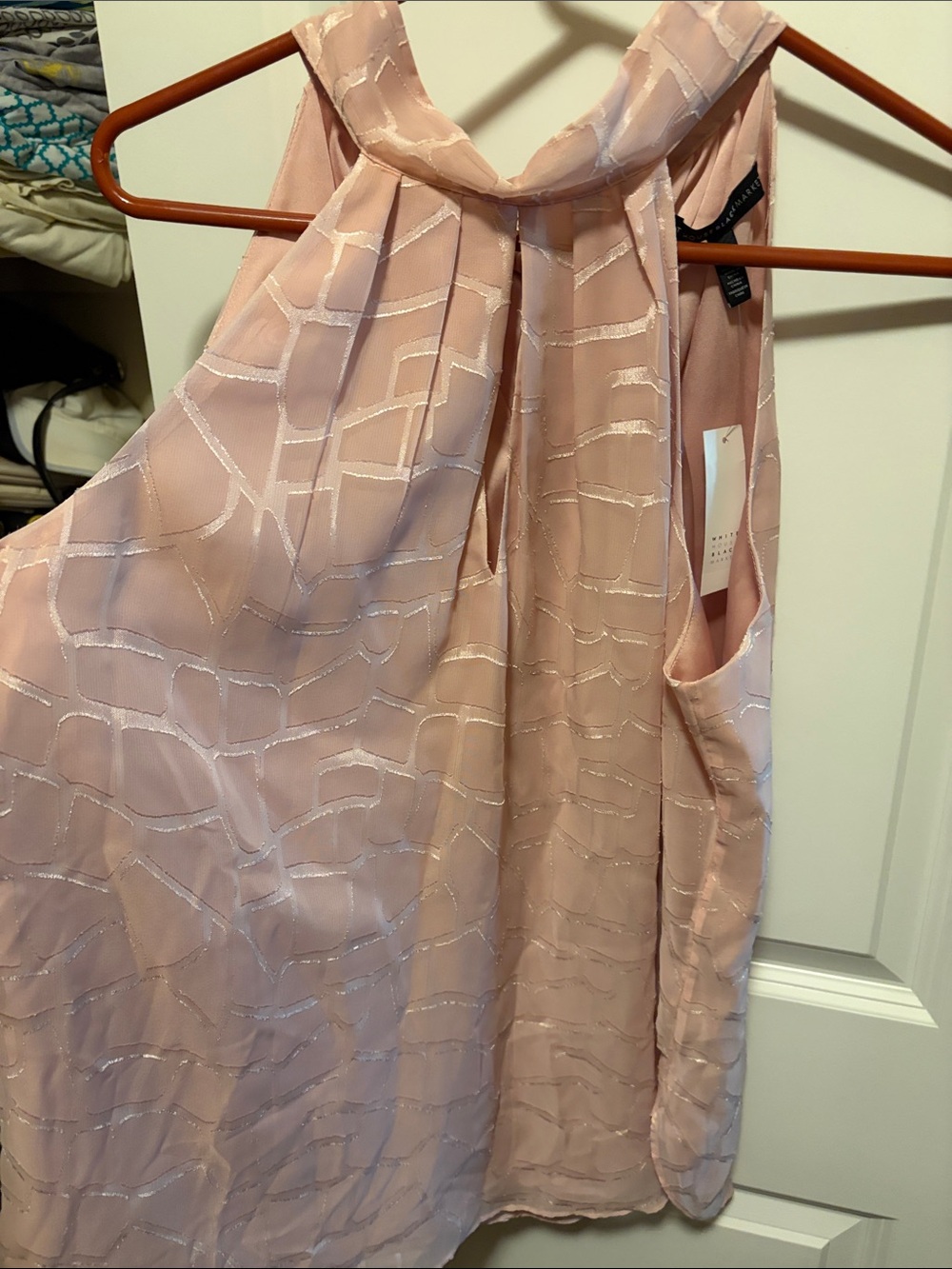White House Black Market Blush Pink Textured Halter Tank